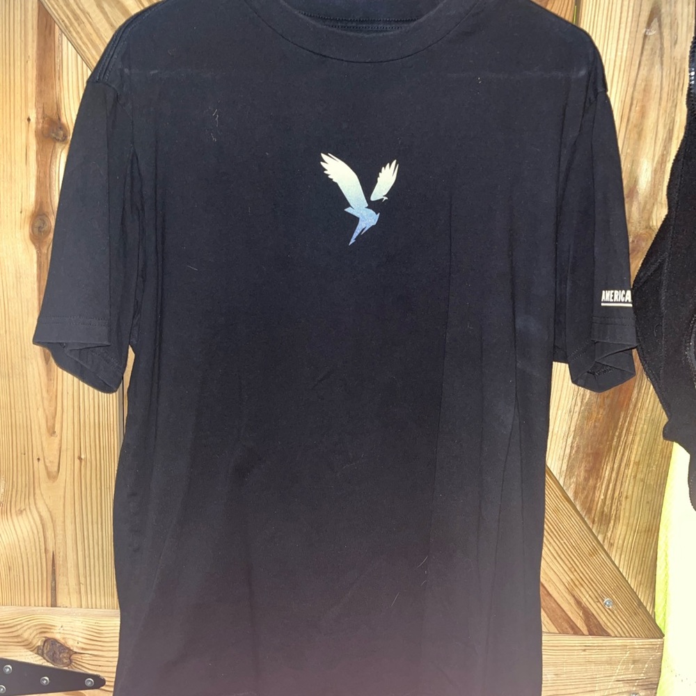 American Eagle Outfitters Black Tee with Blue Graphic